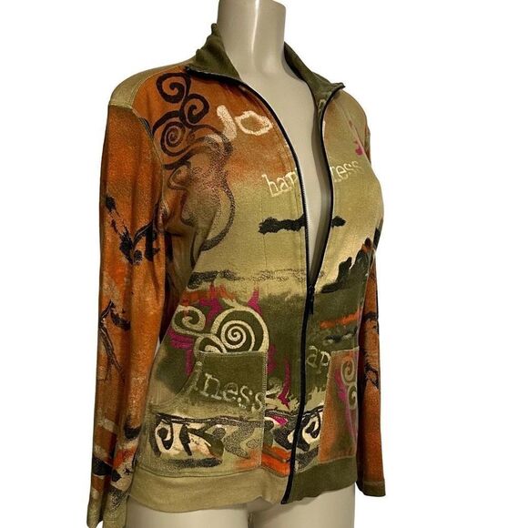 Chico's Full Zip Sweatshirt Women's Small (0) High Neck Collar Long Sleeveless $ - Picture 2 of 11